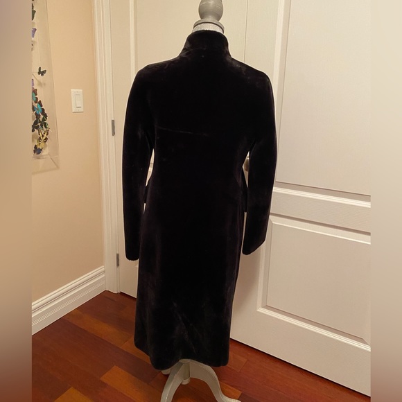 Zara Long Faux Fur Jacket. Fitted Evening Coat w pockets. Shawl Collar NWOT - Picture 2 of 7